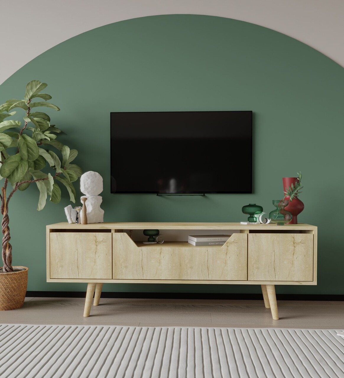 Comoda TV, Hanah Home, Roma 150, 150x53x29.8 cm, PAL, Maro - imagine 7